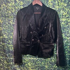 Versona Black Croc-Embossed Blazer